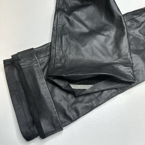 Vintage Ralph Lauren Leather Pants Womens 4 Black Bootcut Lined Moto Biker Goth - Picture 14 of 14